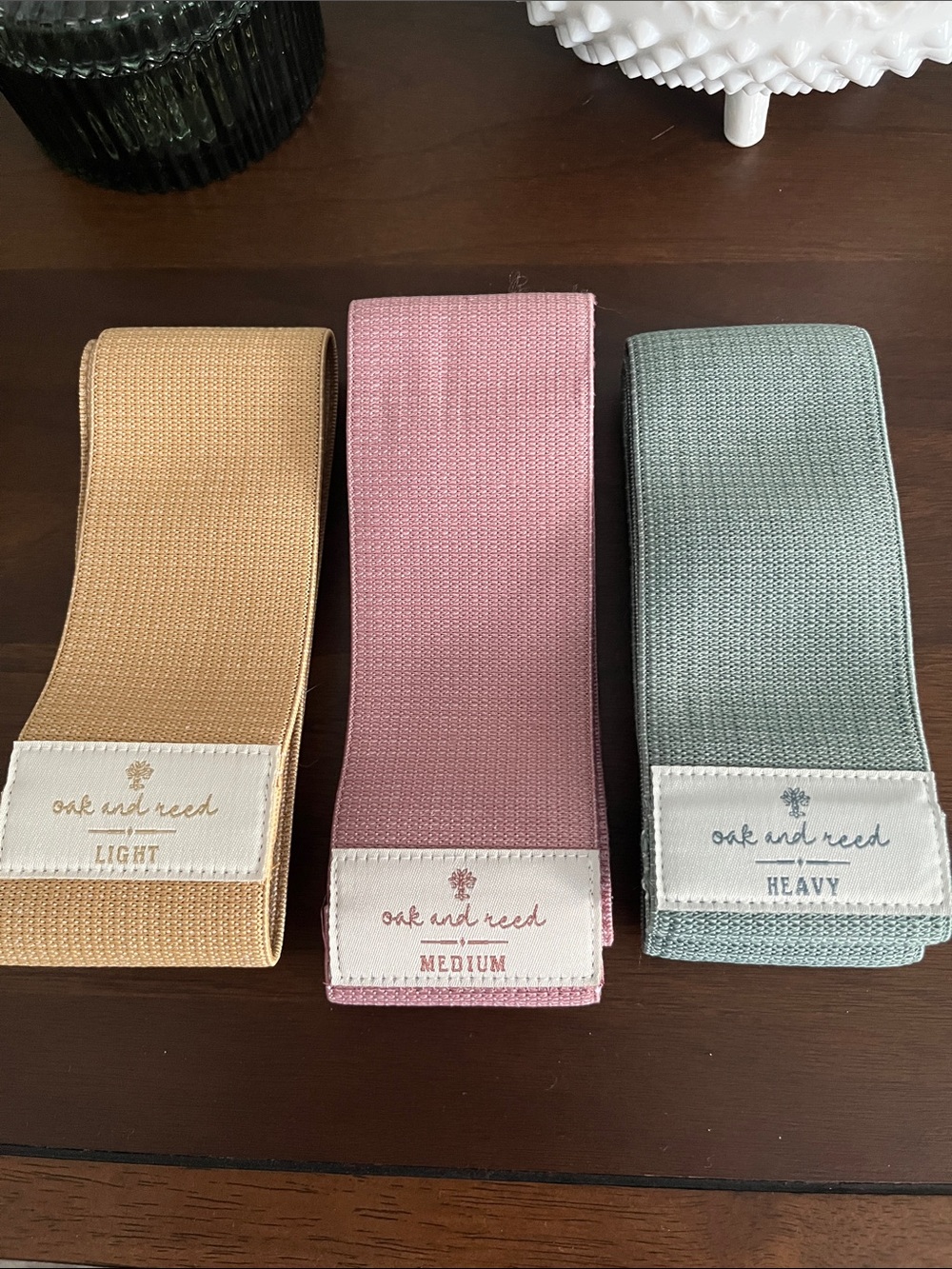 Oak and Reed Elastic Resistance Bands Set — Tan, Pink, Sage